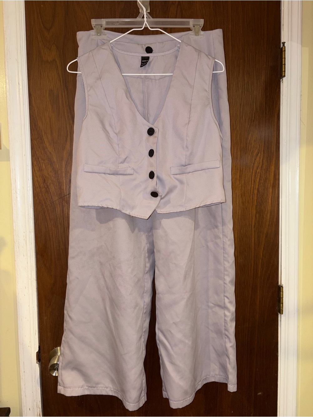 Classic Lavender Vest & Wide-Leg Pants Set